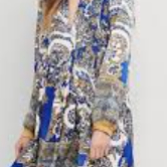 Free People Say You Love Me Mini Babydoll Dress XS Blue Paisley Bohemian - Picture 5 of 6